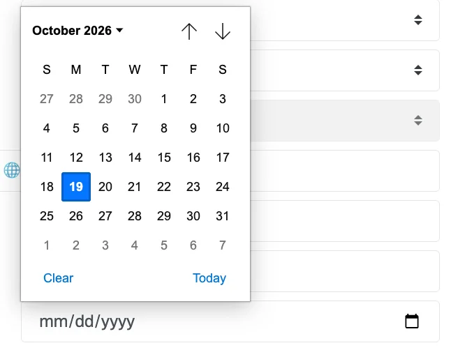 The date picker as a partner sees it on the lead form