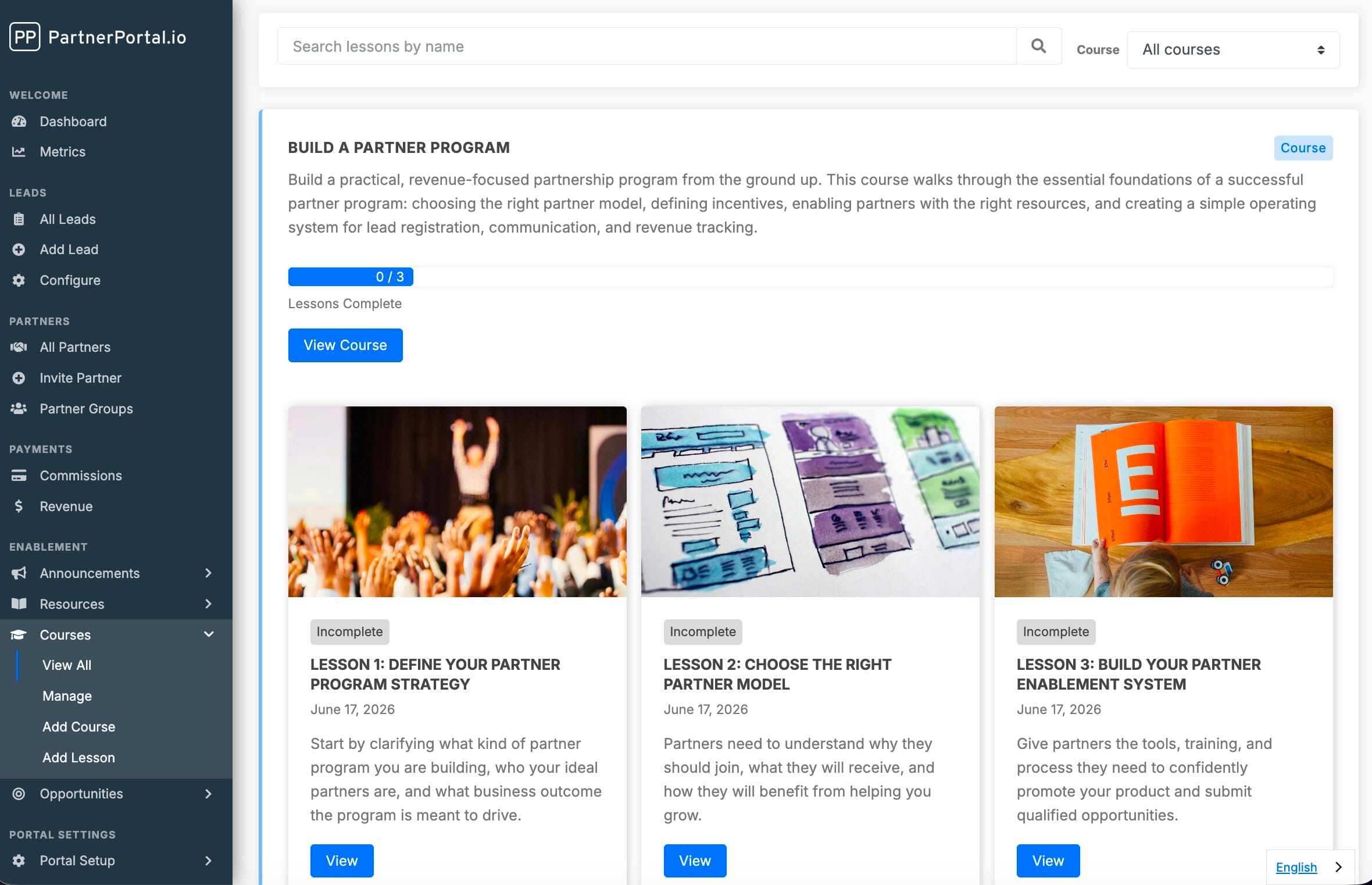 Partner training courses in PartnerPortal